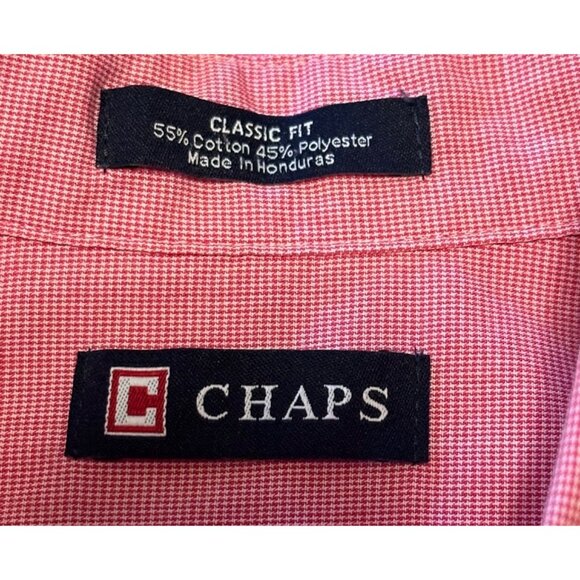 Men's Chaps Classic Fit Wrinkle Pink Button-Down Dress Shirt Cotton Blend Size X - Picture 6 of 16